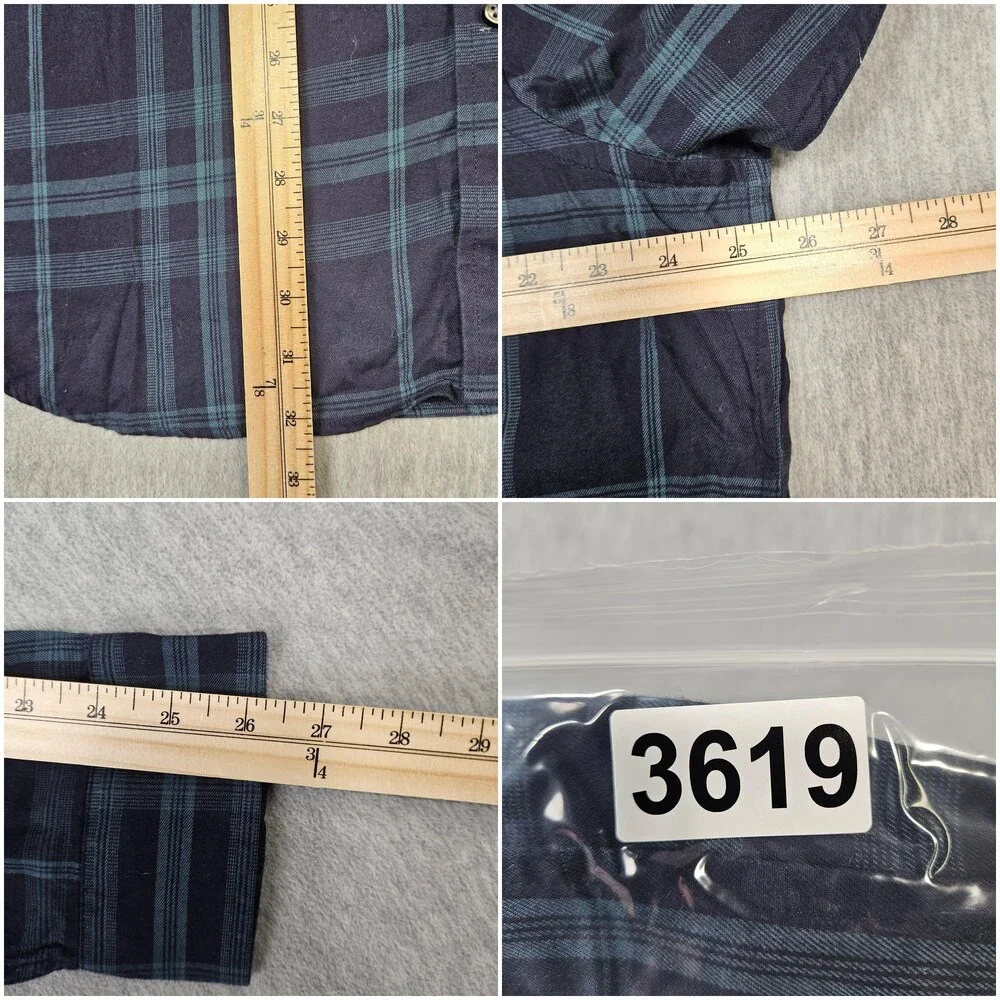 Banana Republic Shirt Mens XL Blue Plaid Flannel Button Up Long Sleeve